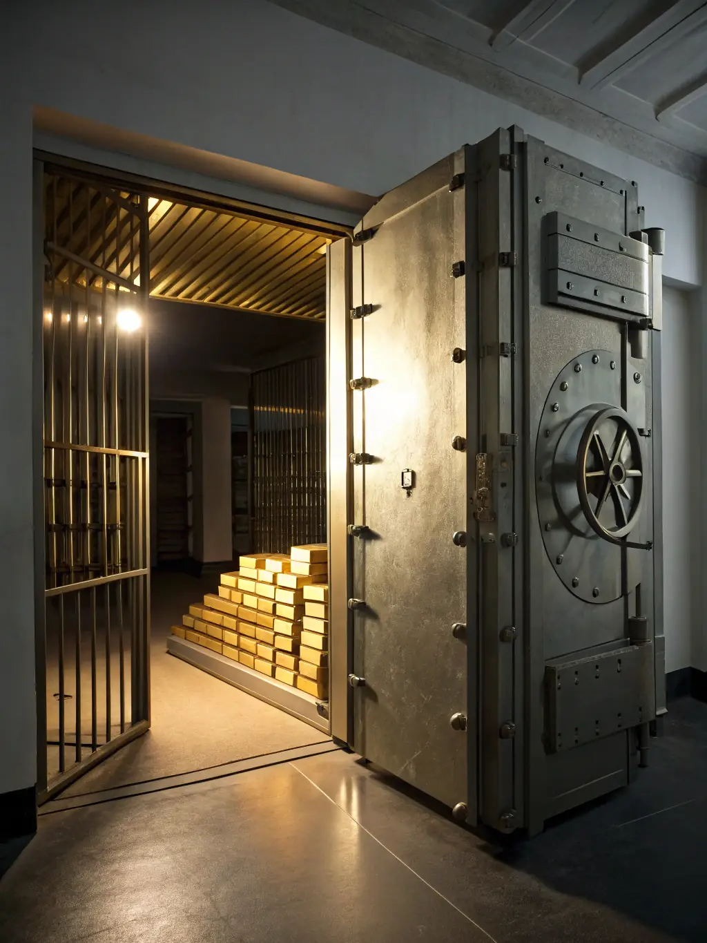 A secure vault filled with gold bars and South African Rand notes, symbolizing financial security and wealth preservation.